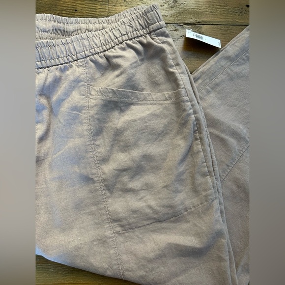 OLD NAVY Light Beige/Mauve LINEN BLEND Elastic Waist Pants - Picture 10 of 10